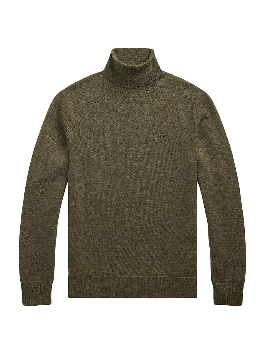 Men's Washable Wool Turtleneck Sweater - Cargo Olive Heather - Size XS