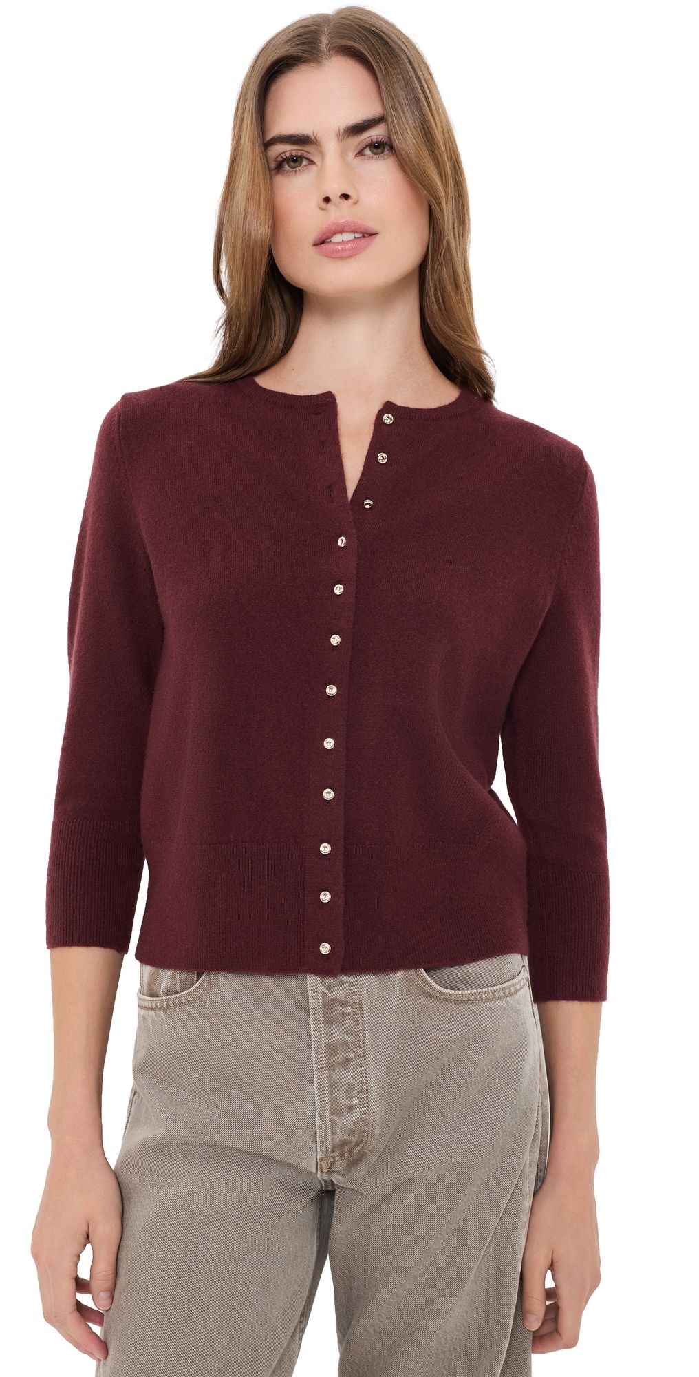 Vince Metal Button Cardigan Black Rose L