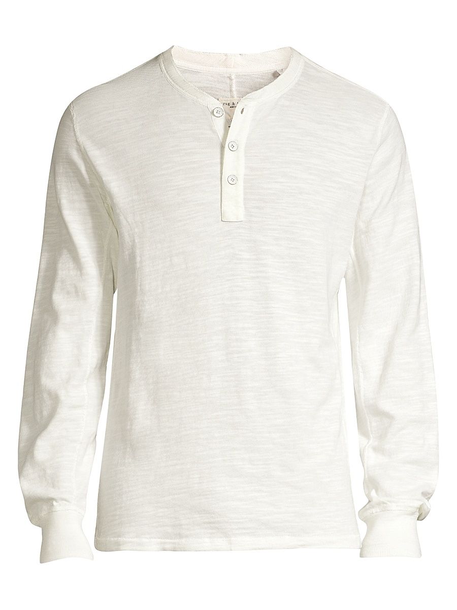 Men's Basic Henley - White - Size XXL