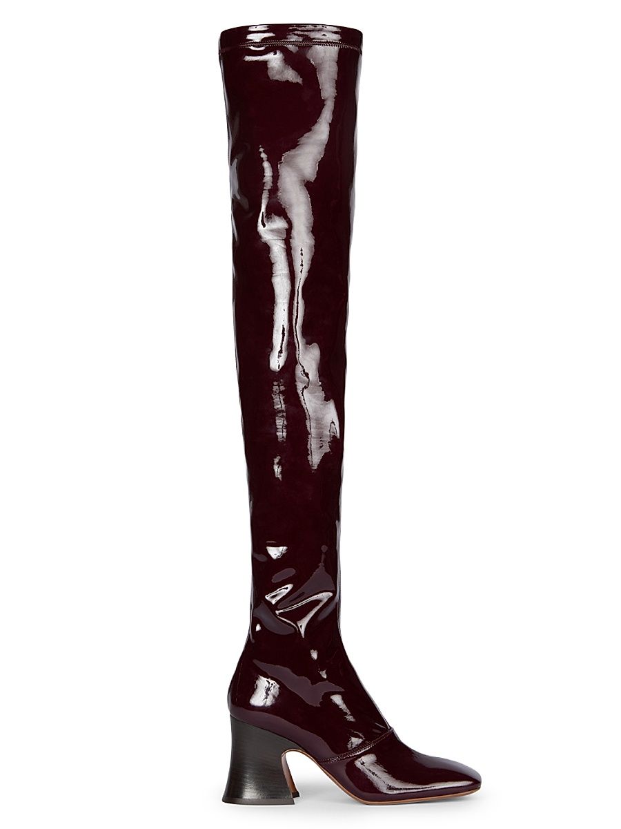 Women's Janis Tall Shaft Patent Leather Boots - Obscure Red - Size 10