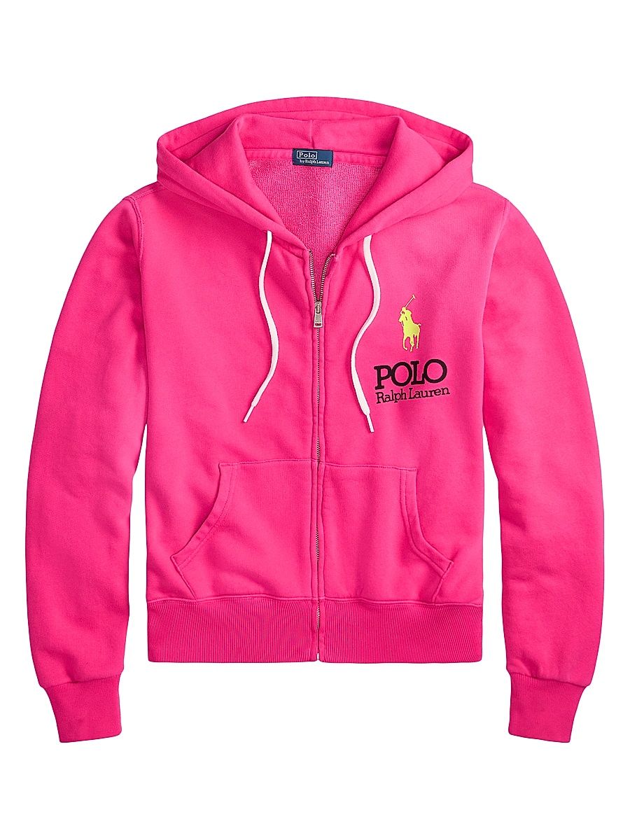 Women's Island Big Pony Zip Hoodie - Bright Pink - Size XS