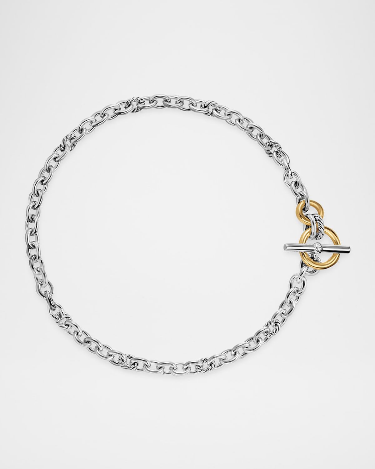 DY Mercer Single Row Toggle Necklace with Diamonds in Silver and 18K Gold, 5mm