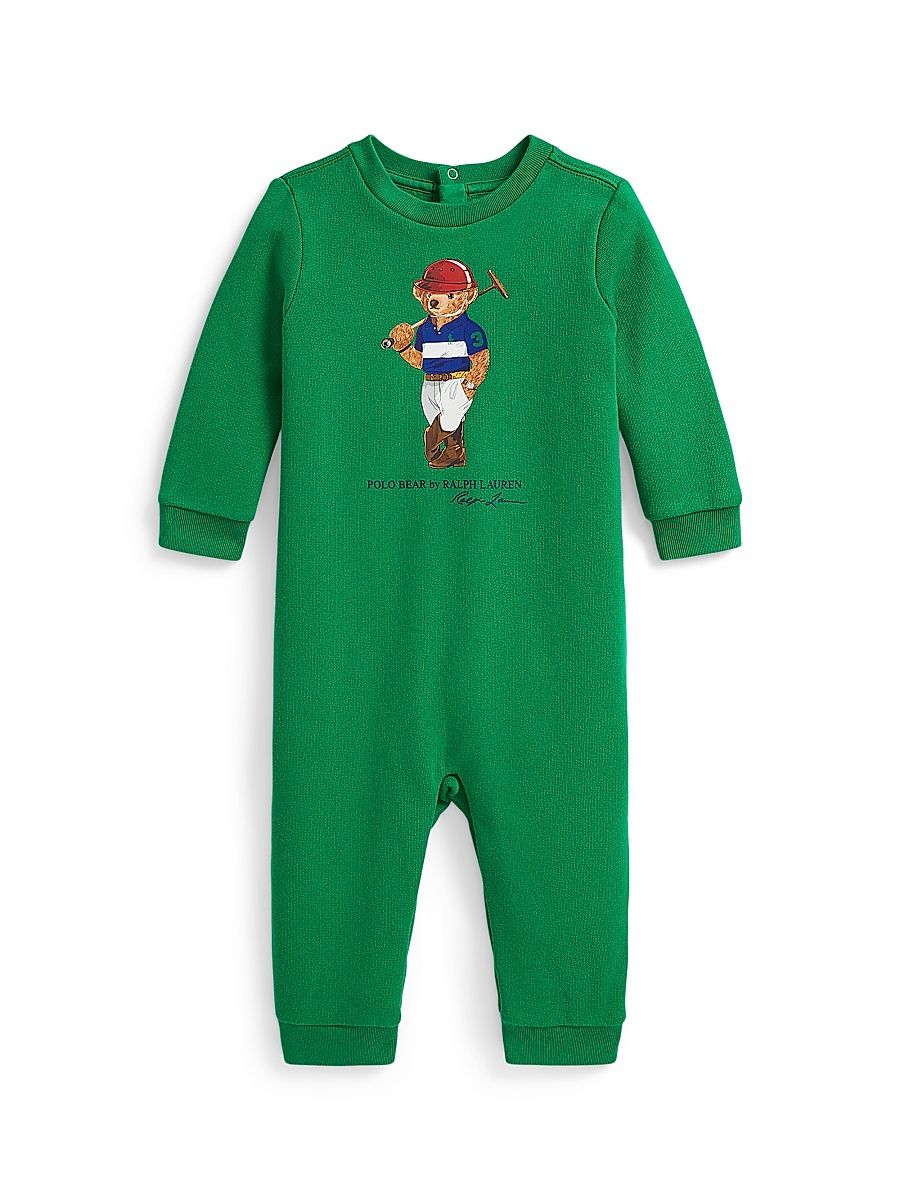 Baby Boy's Polo Bear Cotton-Blend Fleece Coverall - Cruise Green - Size 9 Months