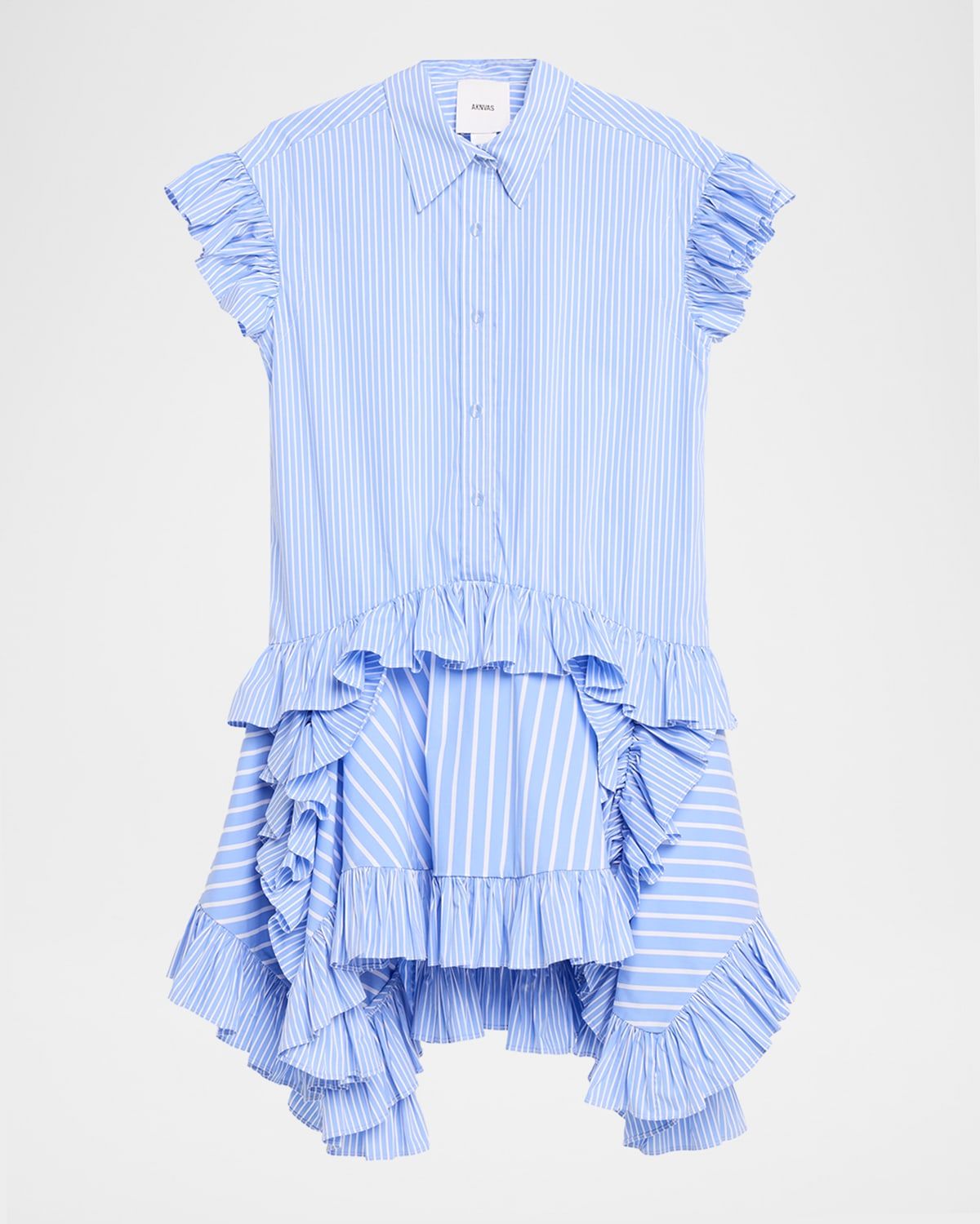 Mila Pinstripe Ruffled Poplin Dress
