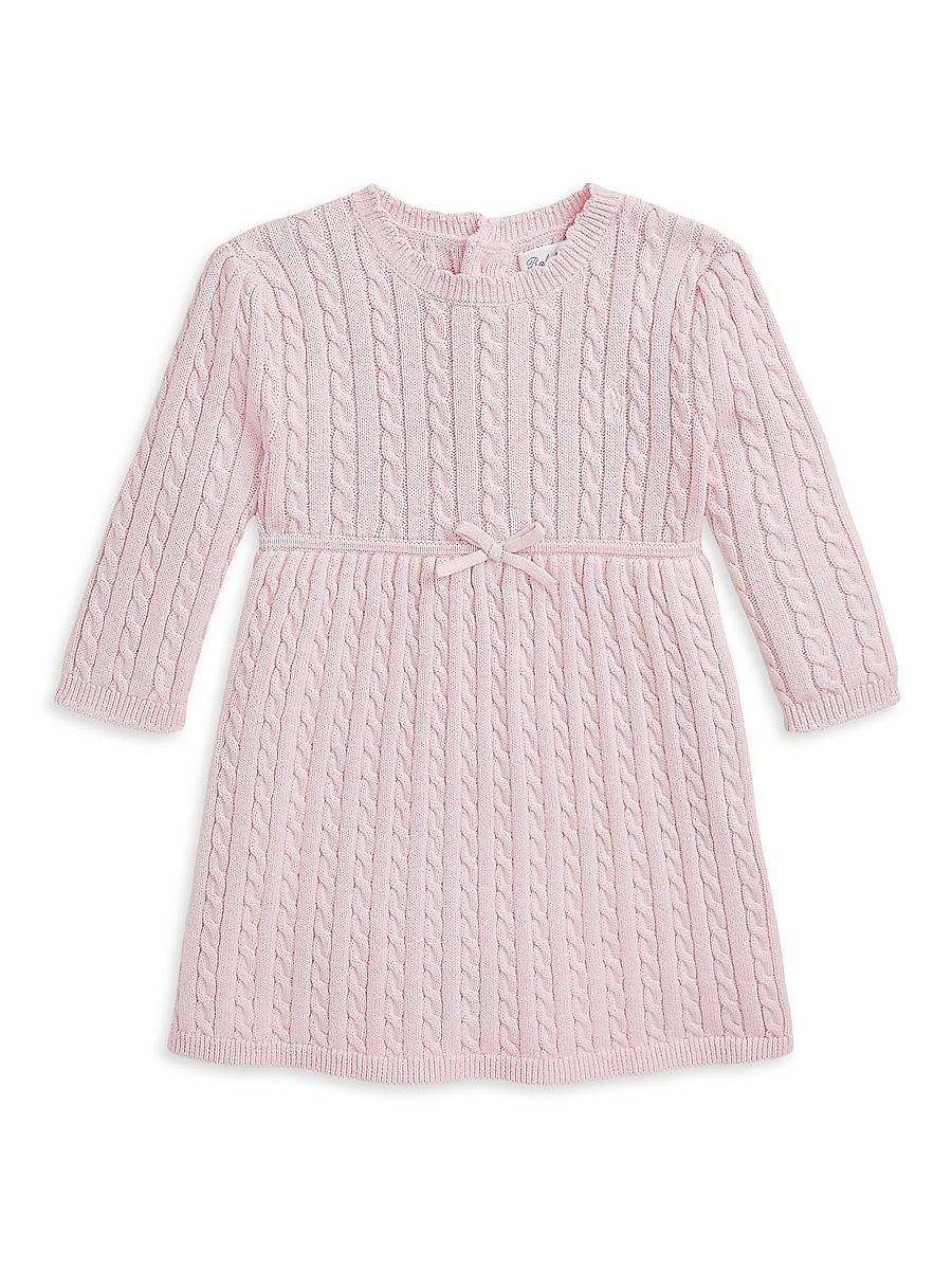 Baby Girl's Cable-Knit Bow Sweater Dress - Hint Of Pink - Size 9 Months