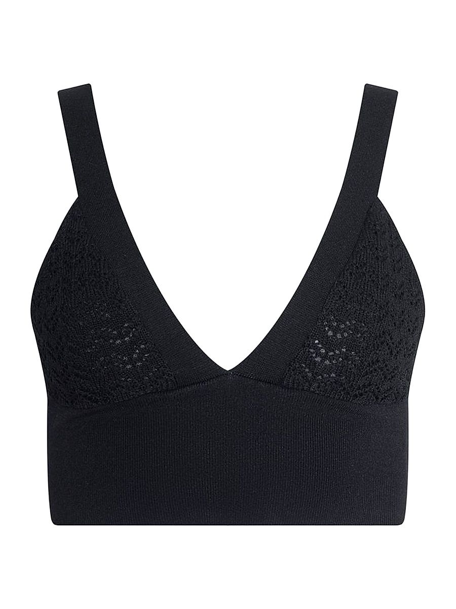 Women's Reverie Pointelle Knit Bra Top - Black - Size XL
