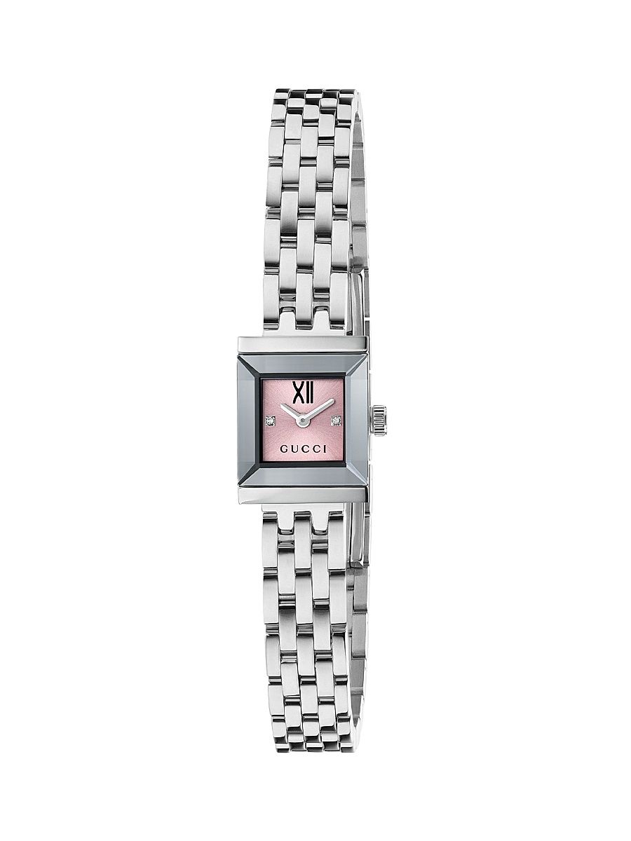Women's G-Frame Stainless Steel, 0.008 TCW Diamond Bracelet Watch/14MM x 18MM - Pink