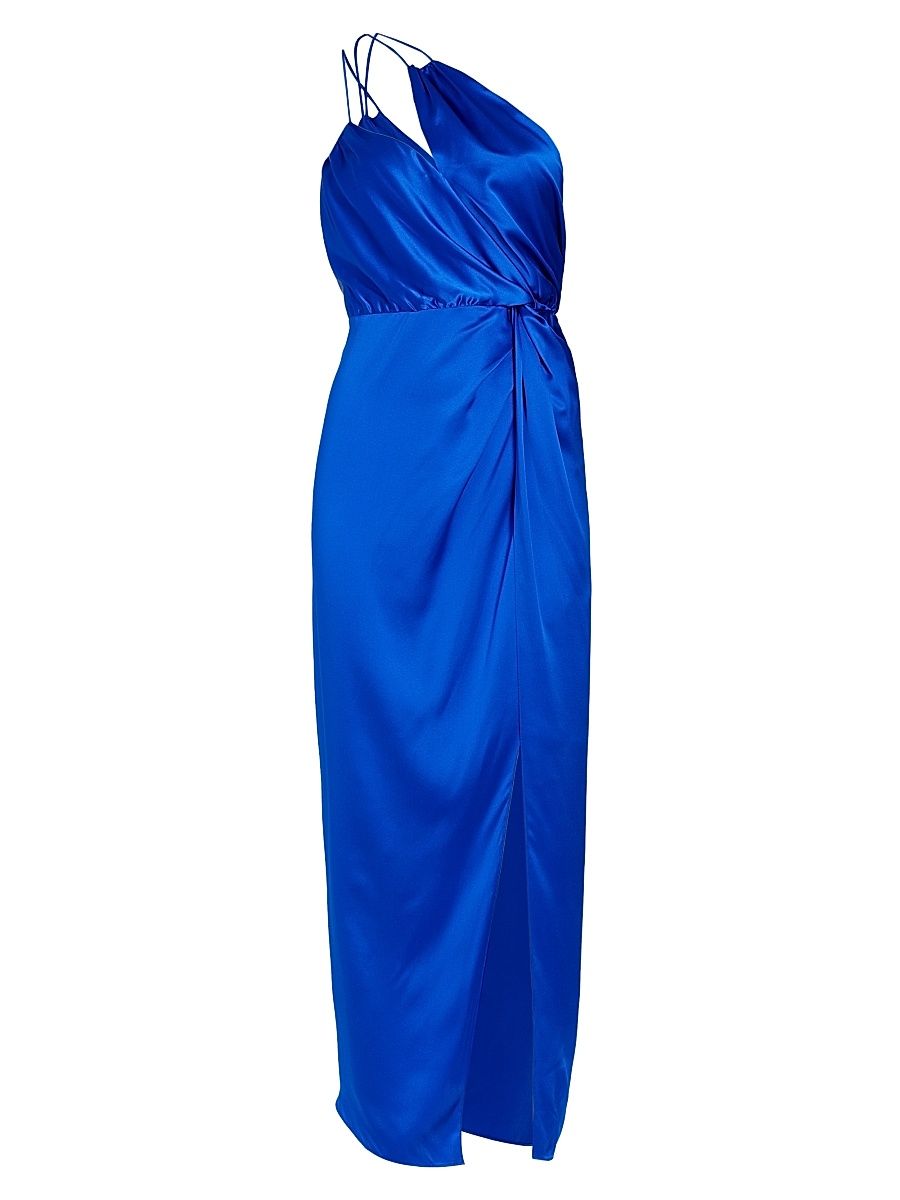 Women's Strappy Knotted Silk Dress - Sapphire - Size 4