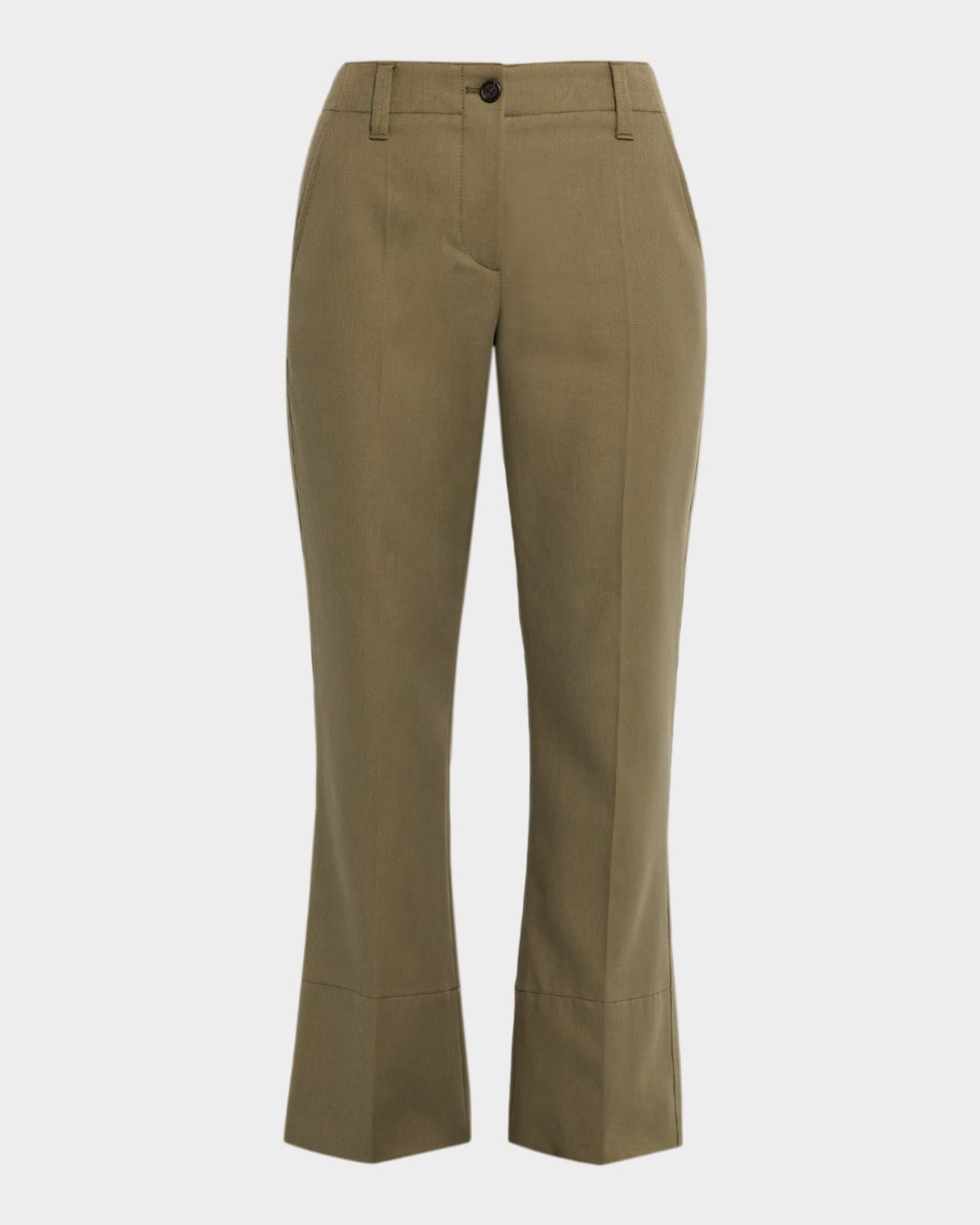 Linen Twill Kickflare Cigarette Pants