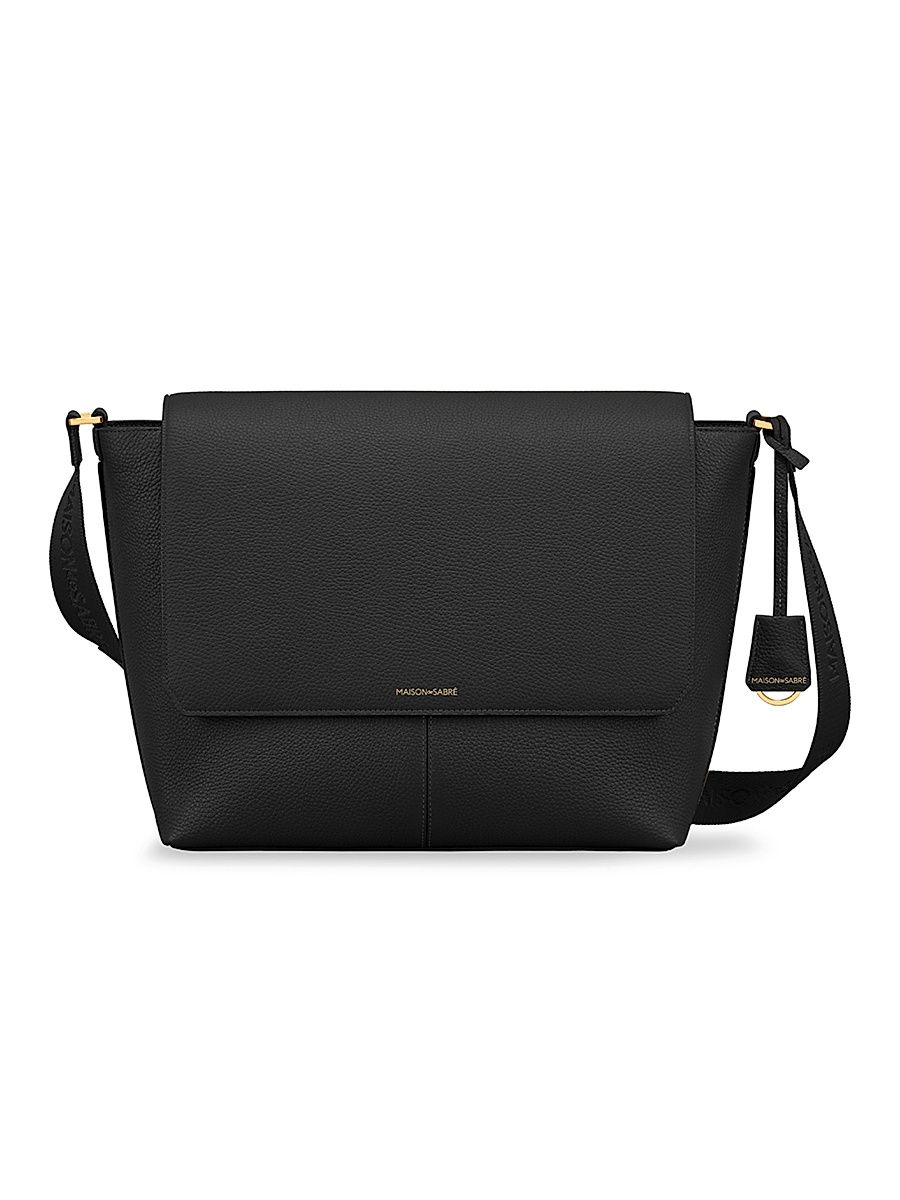Leather Flaire Messenger Bag - Graphite Caviar