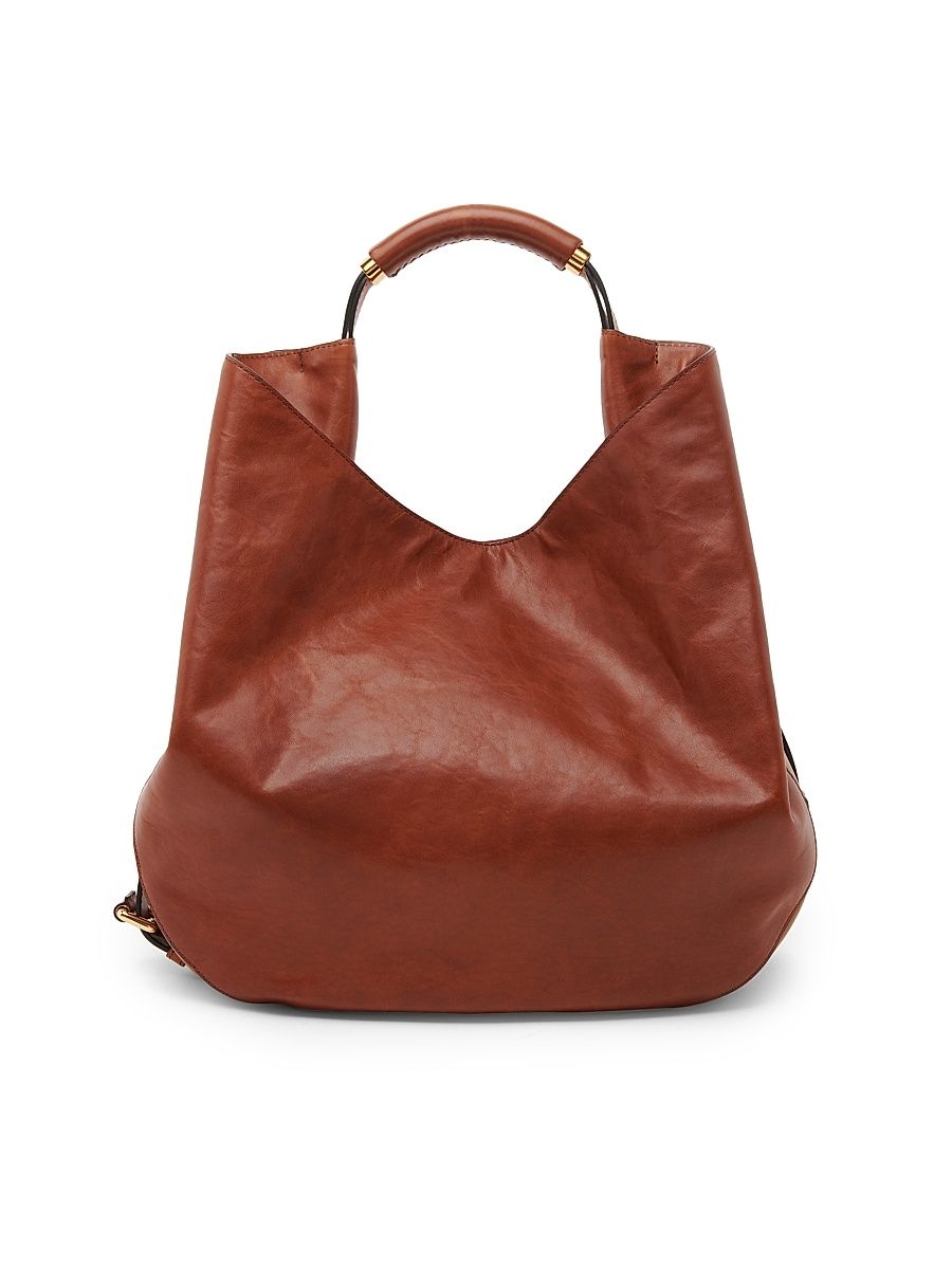 Women's Handle Me Leather Hobo Bag - Hide
