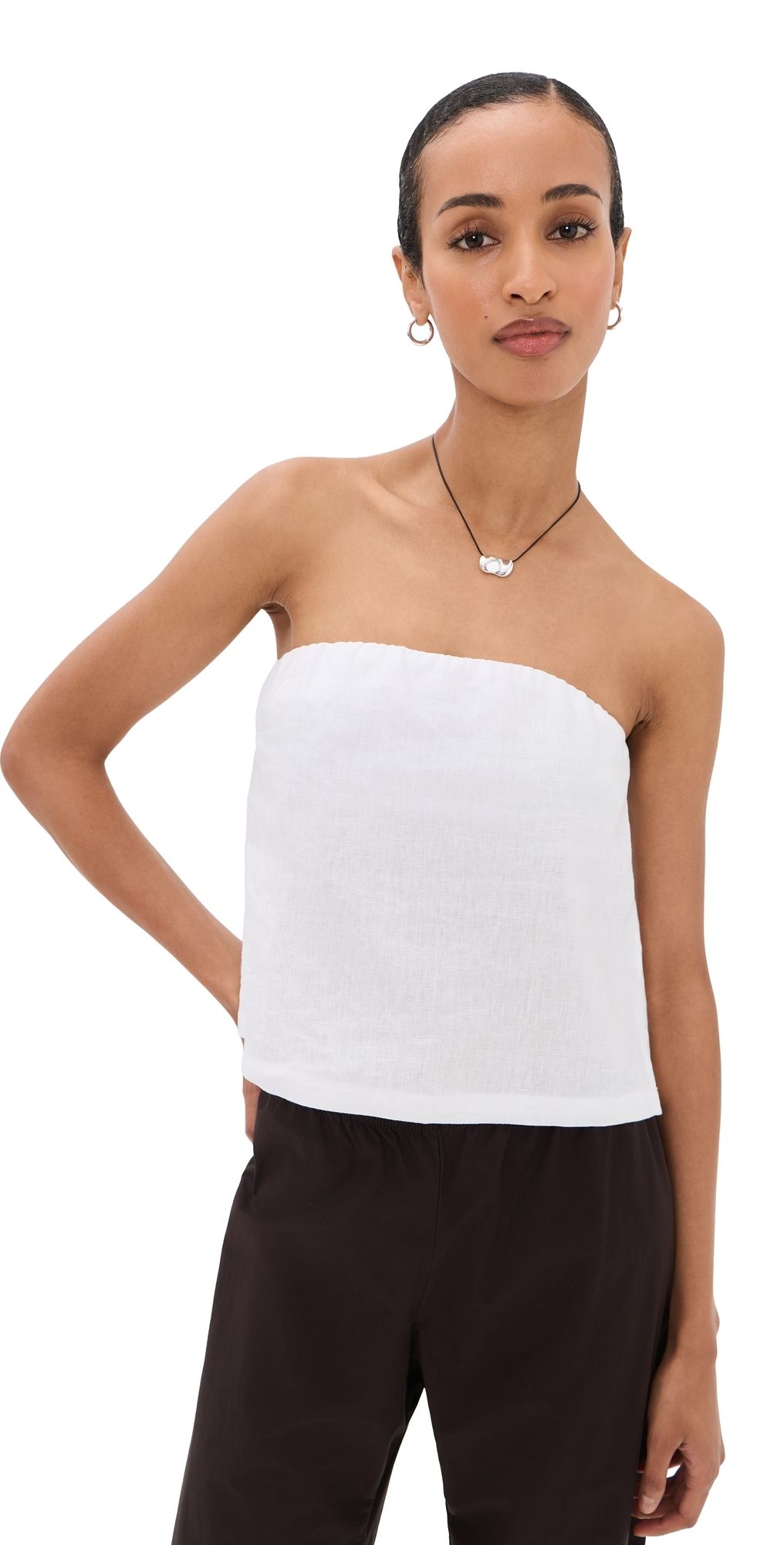 perfectwhitetee Gianna Linen Tube Top White M