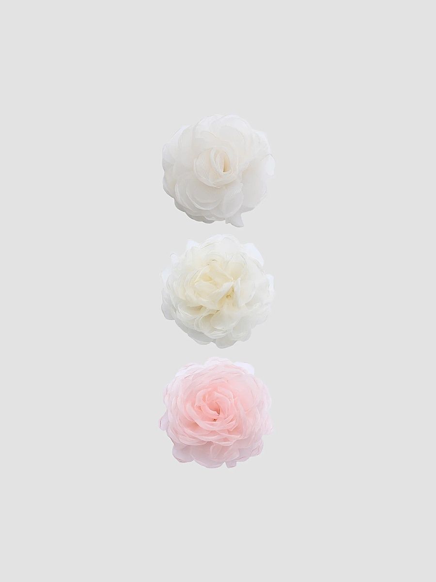 Girl's Petal Charm Hair Clip Set - Pink Yellow Peach