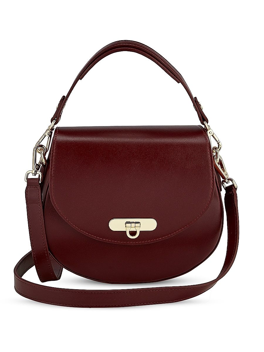 Women's Sophia Leather Saddle Bag - Bordeaux