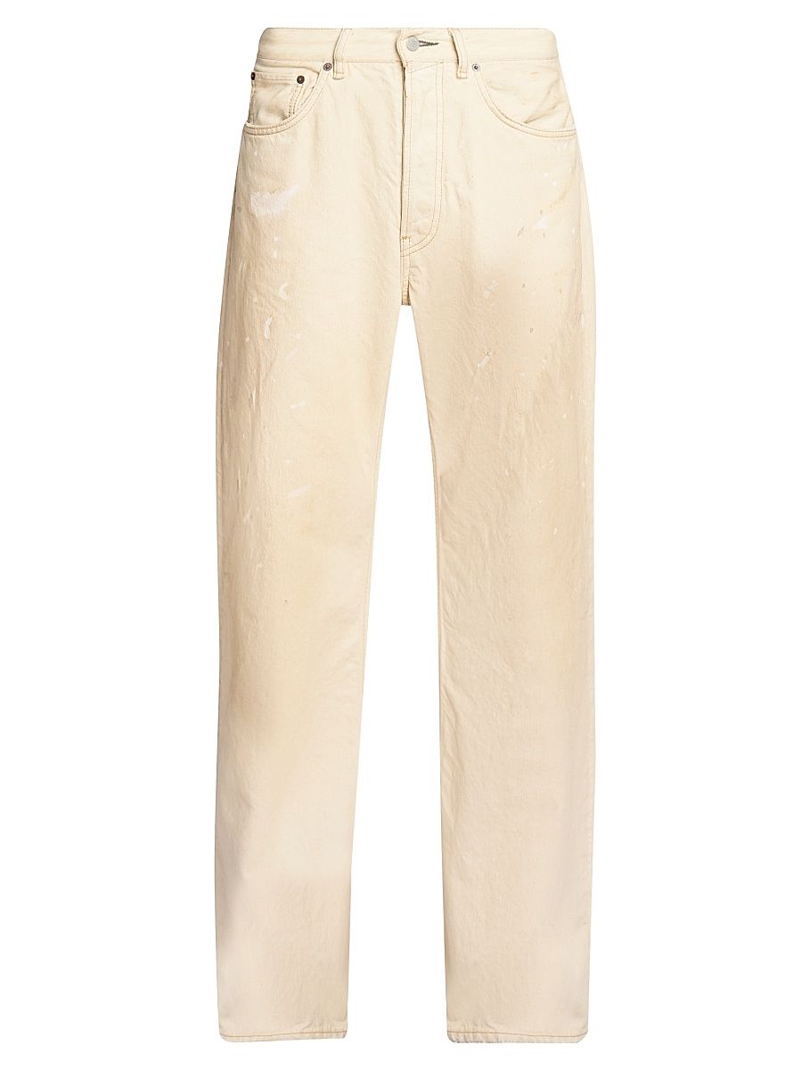 Men's Trafalgar Bleach Splatter Straight-Leg Jeans - White - Size 36