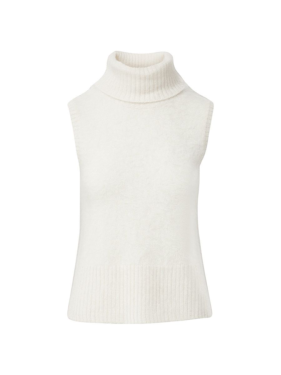 Women's Mazzy Brushed Cashmere Sleeveless Turtleneck - Ivory - Size XL