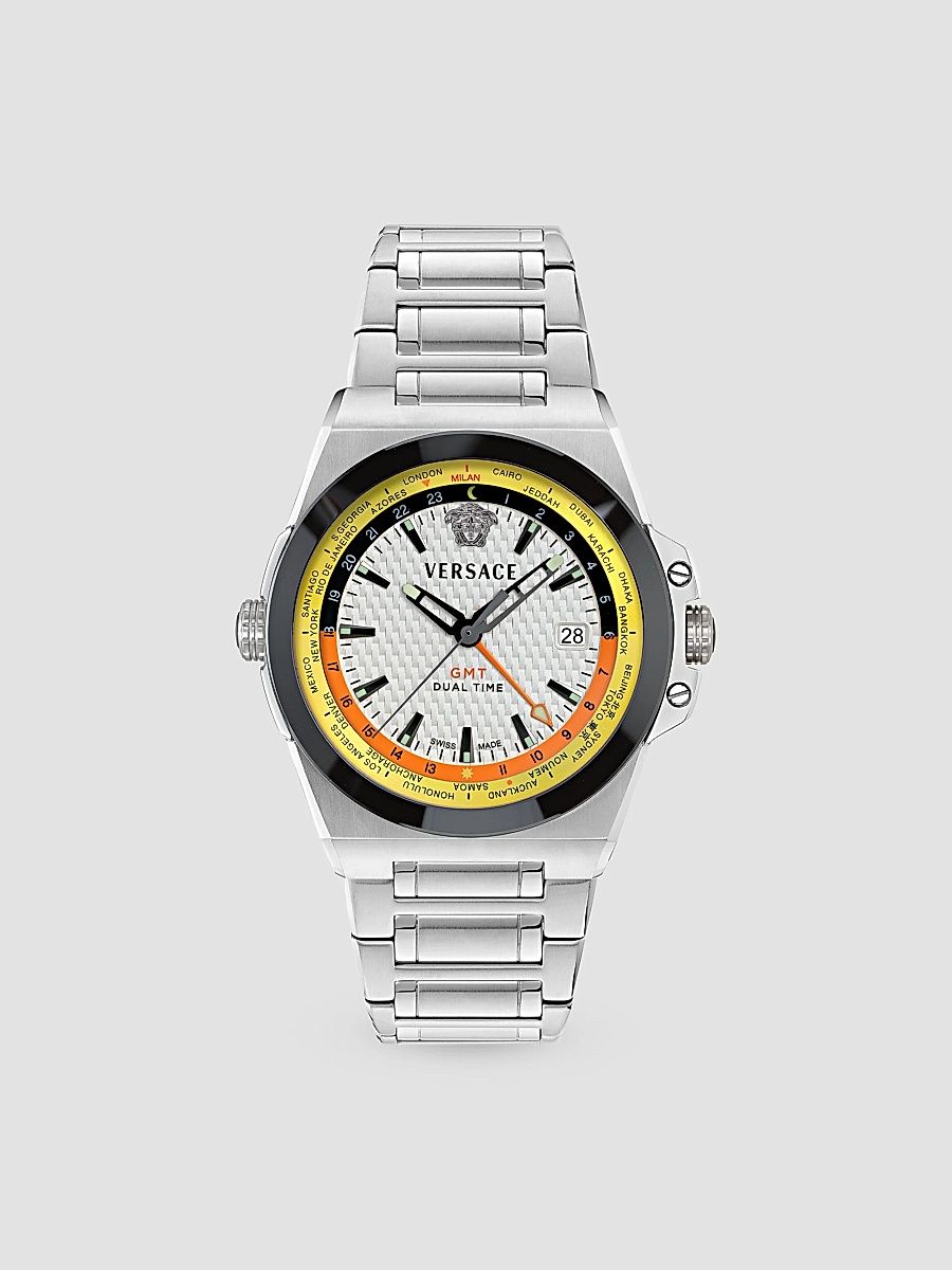 Versace Men's Greca Reaction Stainless Steel Bracelet Watch/44MM - White