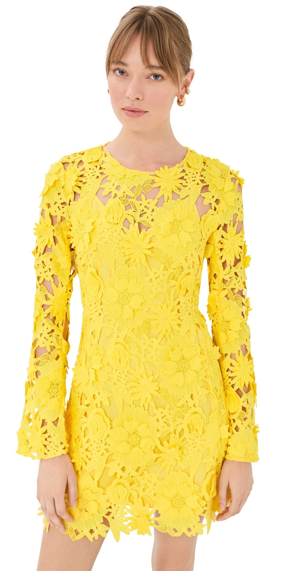 Leo Lin Suzanne Lace Bell Sleeves Mini Dress Sunshine 6