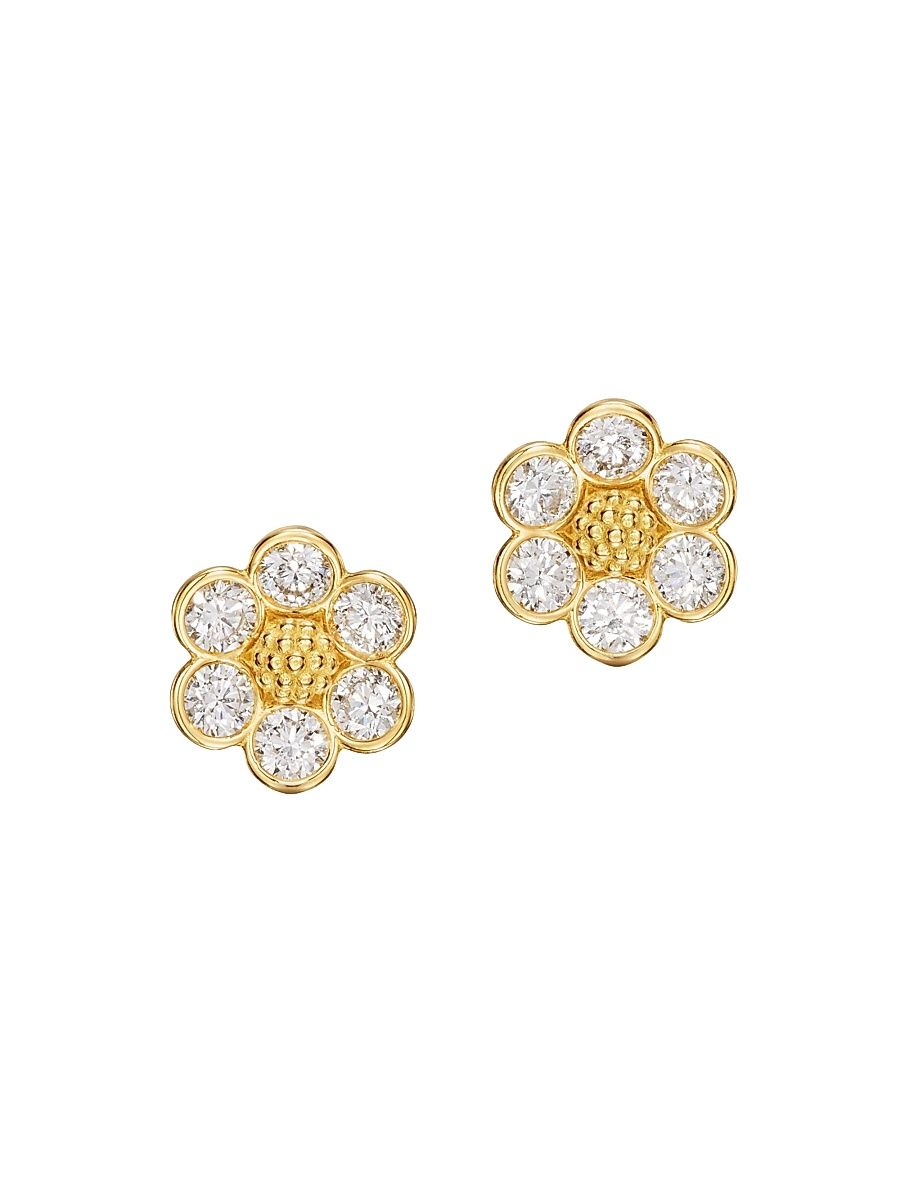 Women's Fiori 18K Yellow Gold & 0.96 TCW Diamond Stud Earrings - Yellow Gold