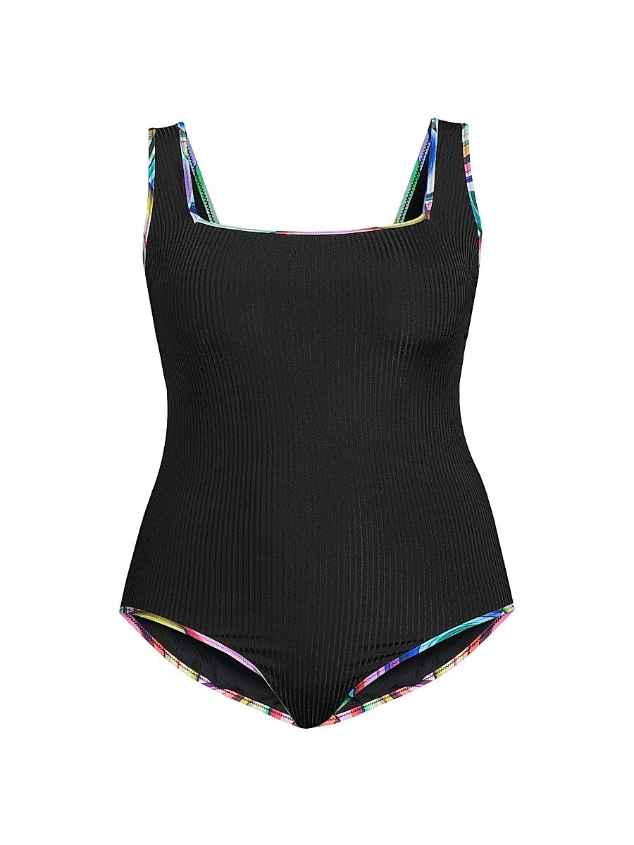 Women's Plus Abel Square Neck One-Piece Swimsuit - Black Abel - Size 26