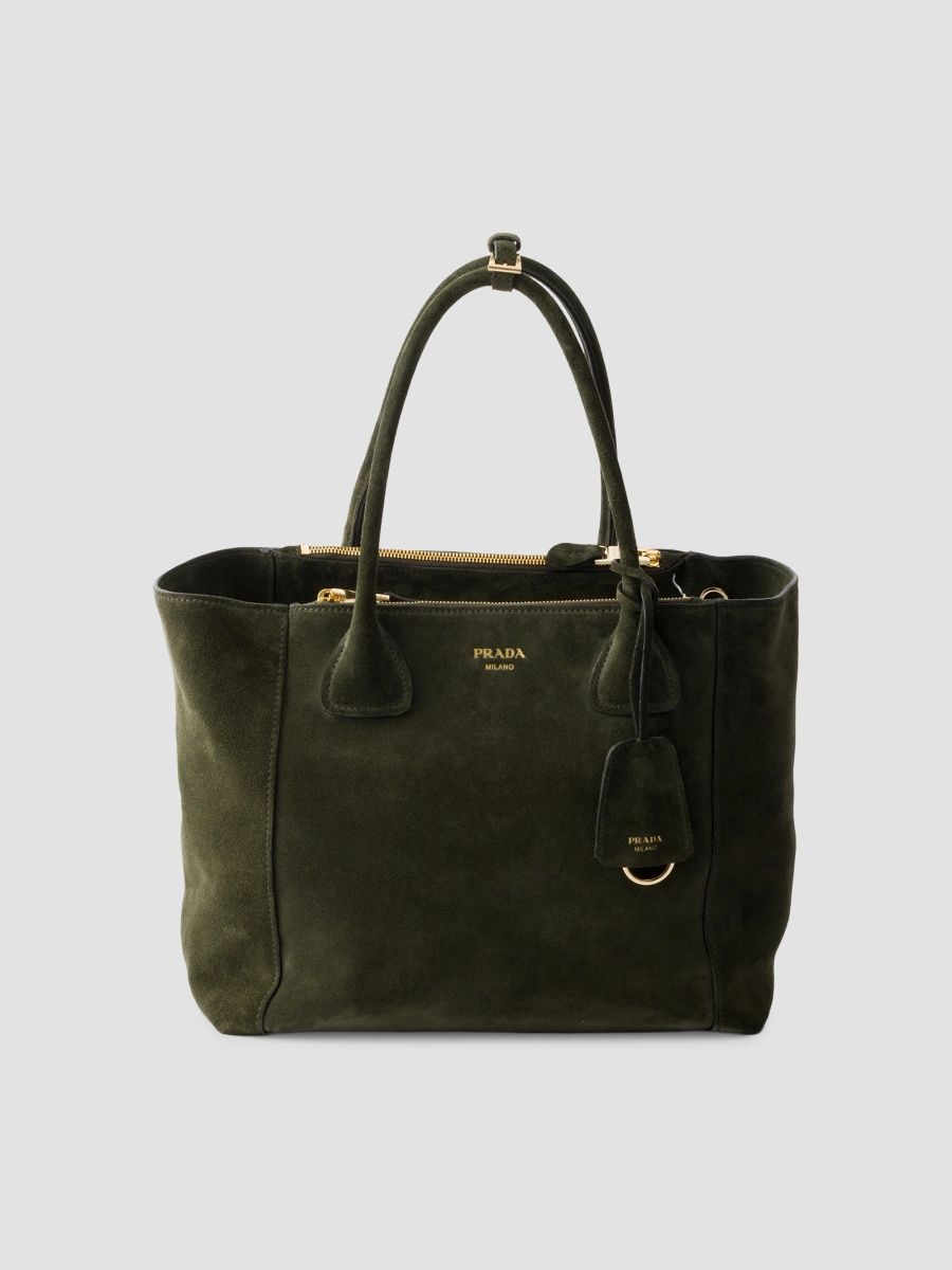 Prada Women's Nova Large Suede Tote Bag - Green
