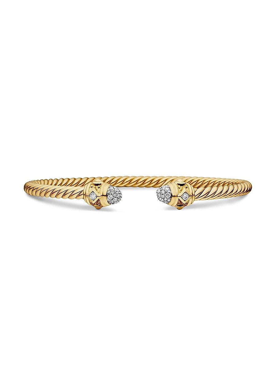 Women's Renaissance Cablespira Bracelet in 18K Yellow Gold - Diamond - Size XS