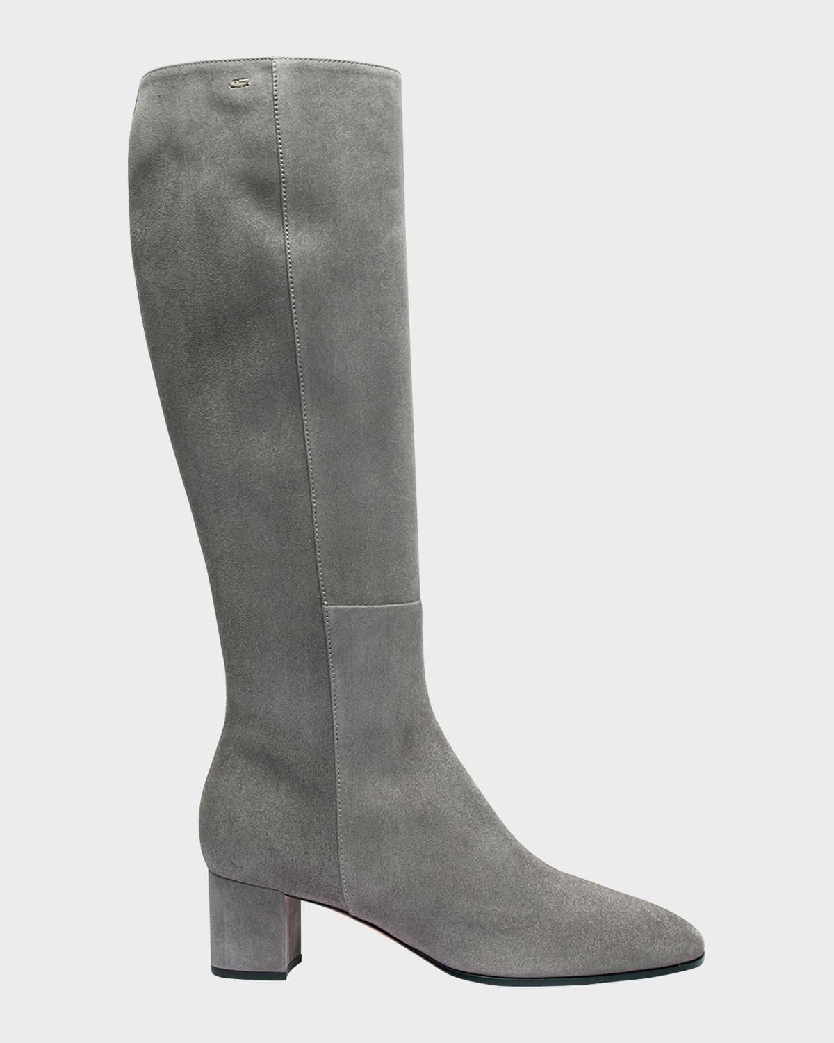 Suede Block Heel Knee Boots