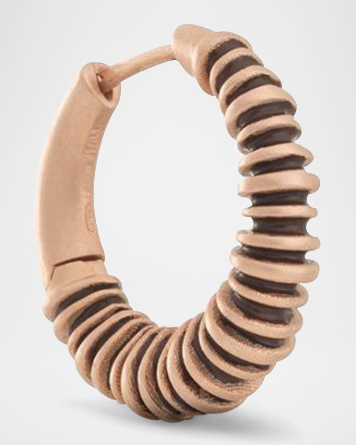 Men & apos;s 18K Rose Gold Matte Plated Silver Hoop Earring with Brown Enamel, Single