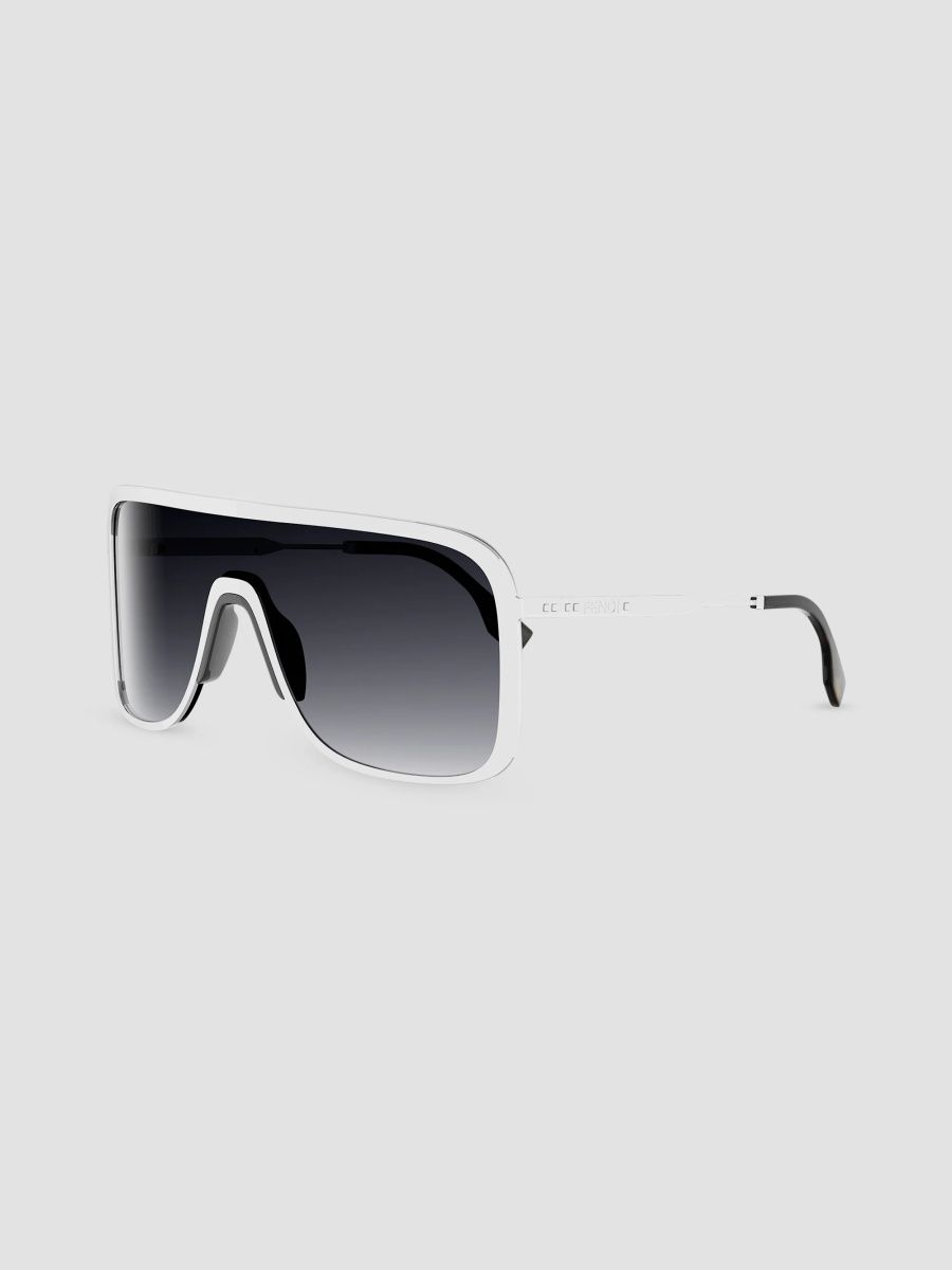 Men Fendi Eclipse Rectangular Sunglasses - Black Silver