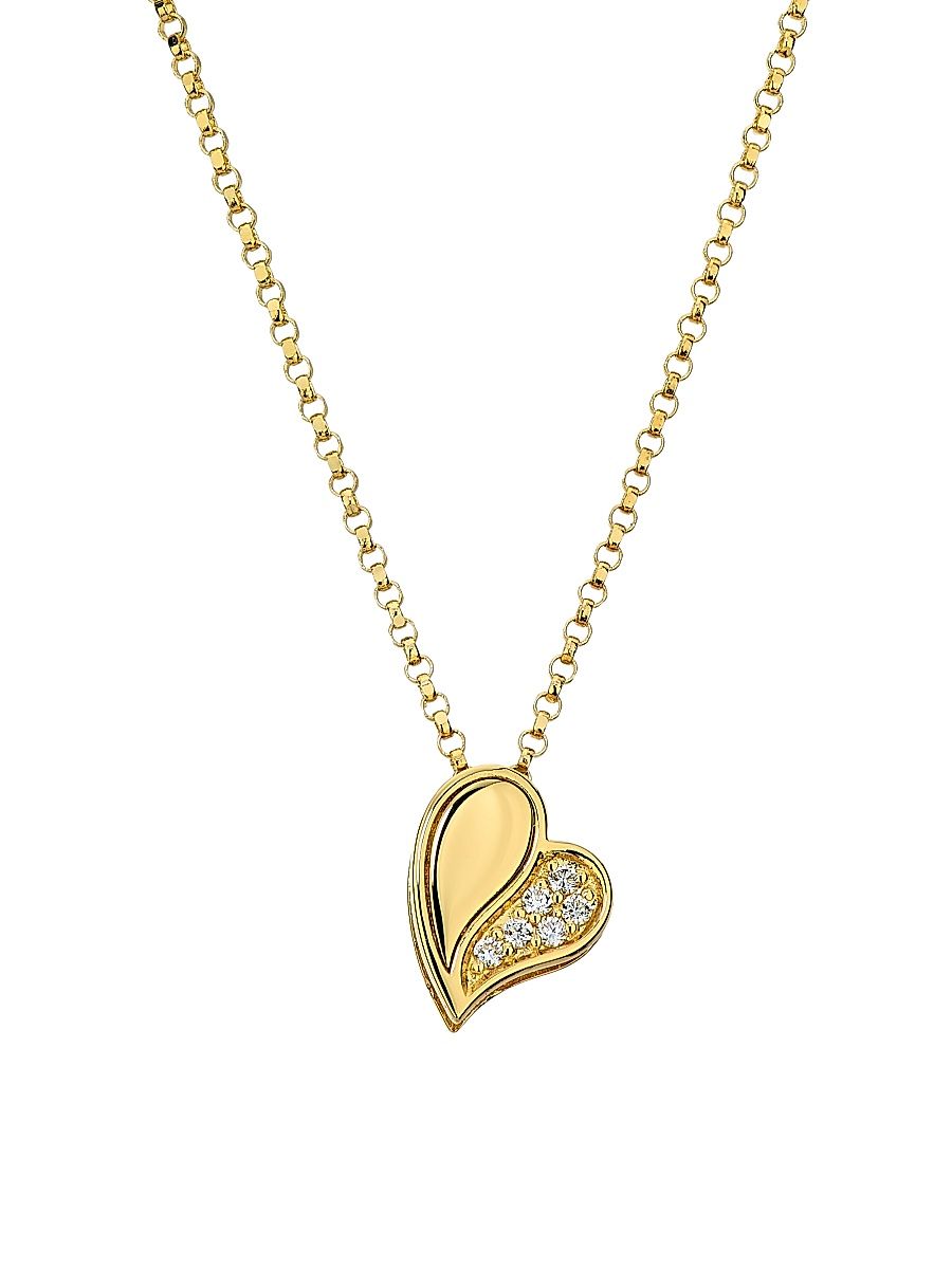 Women's Amorino 18K Yellow Gold & 0.03 TCW Diamond Heart Pendant Necklace - Yellow Gold