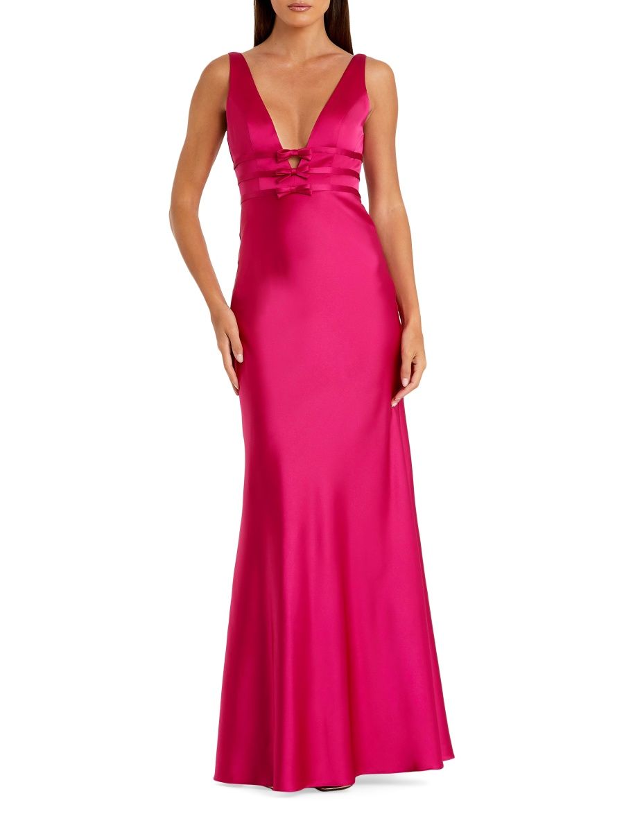 Mac Duggal Women's Prom Bow-Detailed Satin Sleeveless Gown - Raspberry - Size 14