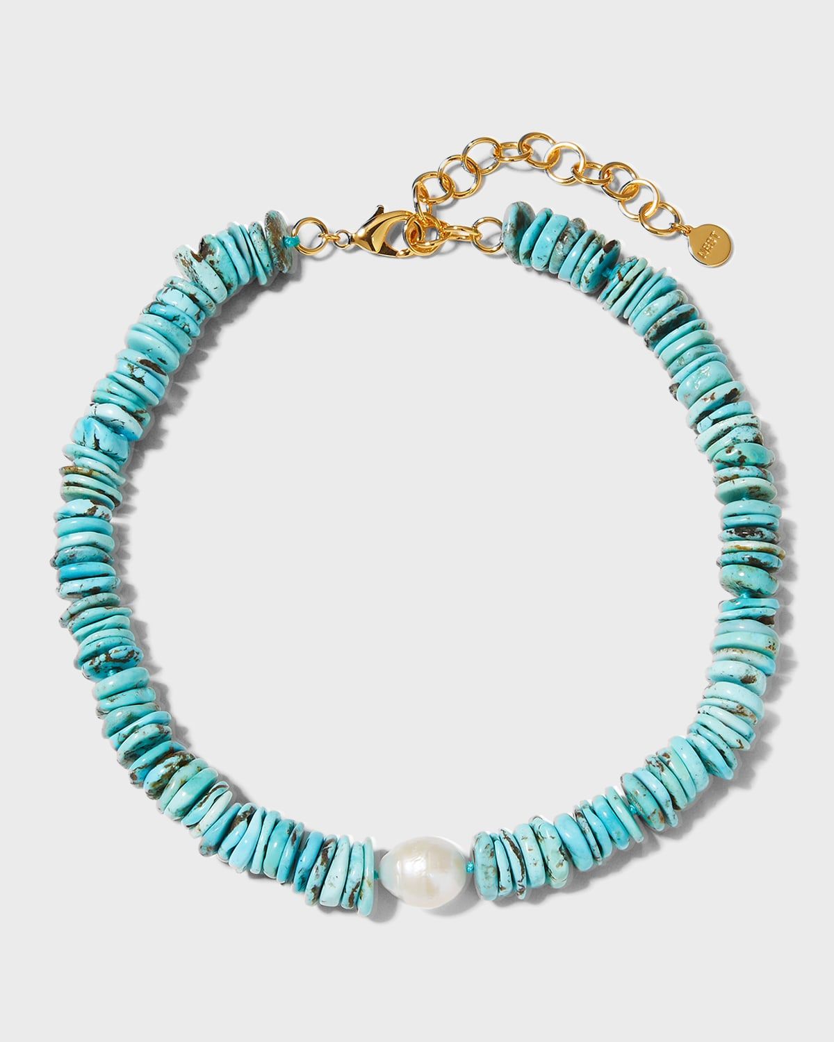 Turquoise Heishi with Baroque Pearl Necklace