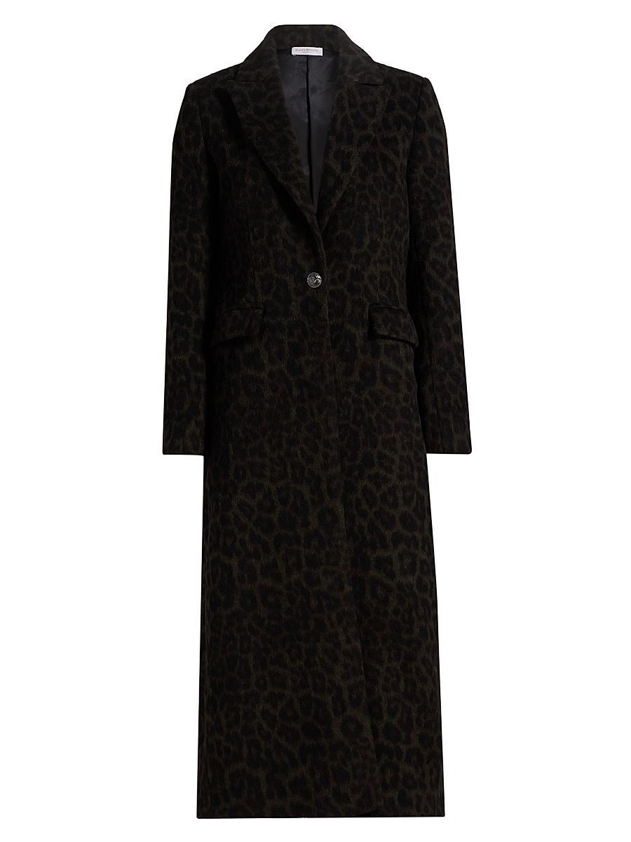 Women's Julia Leopard Print Wool-Blend Coat - Deep Olive Animal - Size Medium