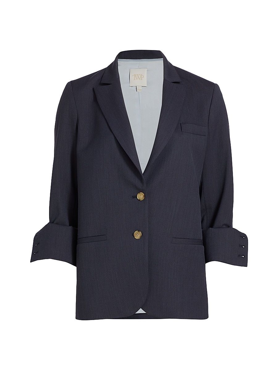 Women's Boyfriend Wool-Blend Blazer - Indigo - Size Large