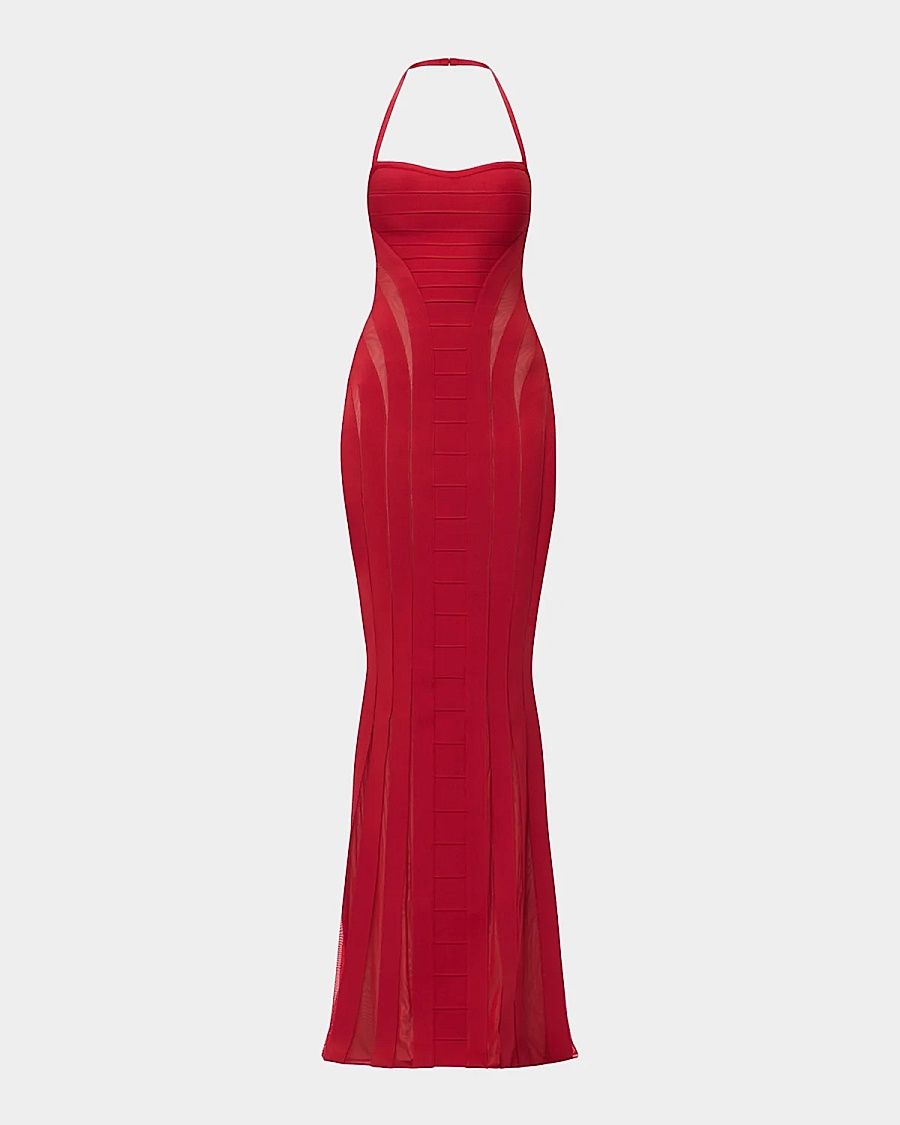 Women's The Katie Halterneck Bandage Gown - Rouge - Size Small