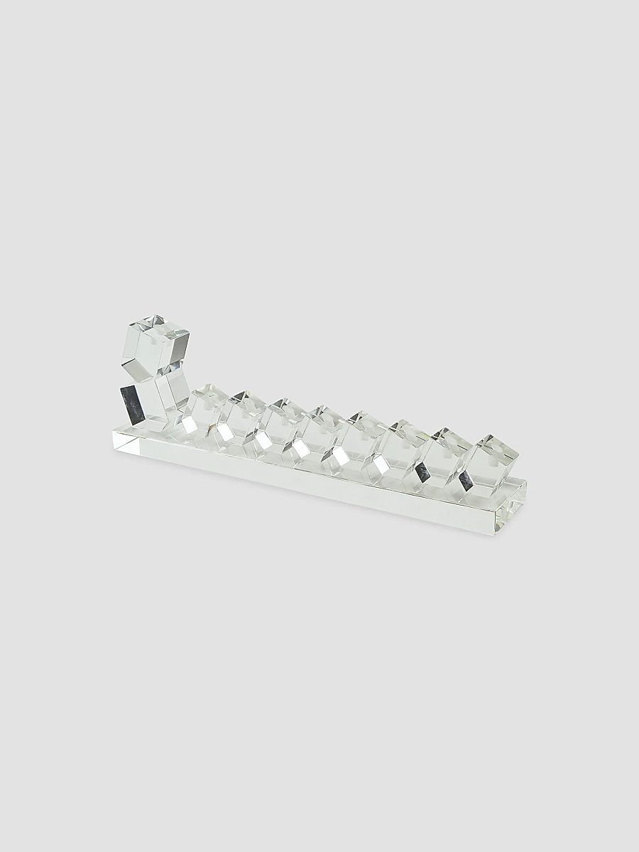 Crystal Glass Dreidel Menorah - Clear