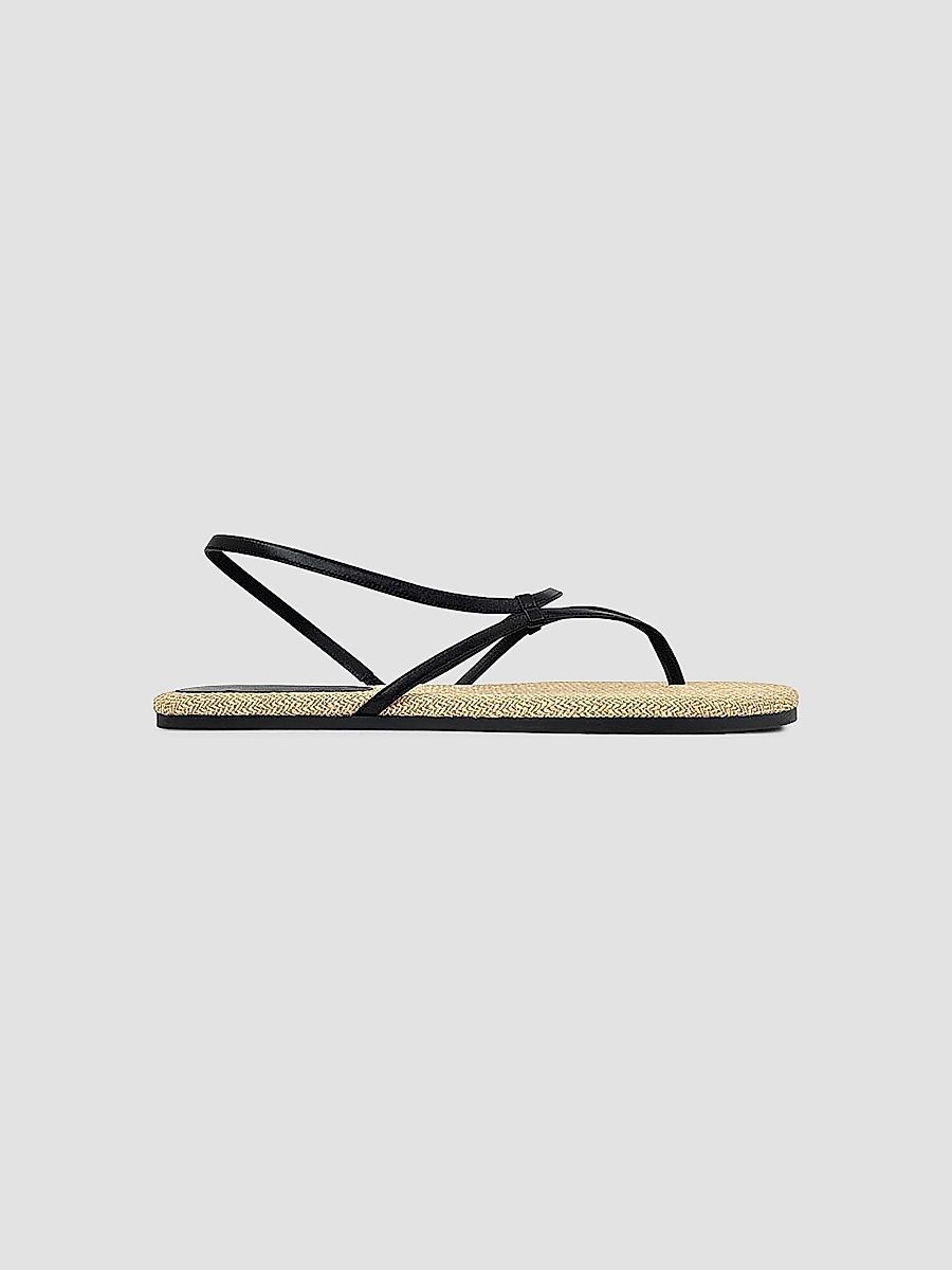 Neous Women's Lawan Leather & Raffia Slingback Sandals - Black Natural - Size 11