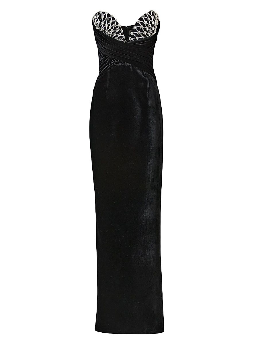 Women's Cybele Rhinestone Velvet Gown - Imperial Noir - Size 10