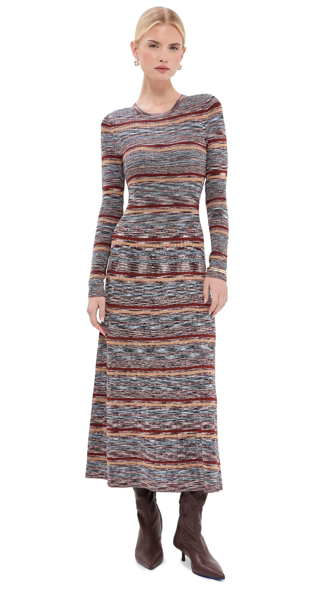 Veronica Beard Nami Knit Dress Rust Multi S