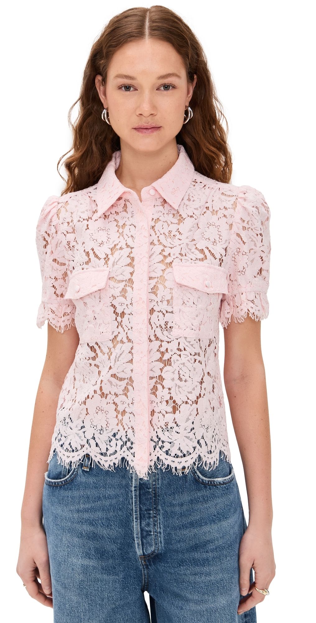 Generation Love Mina Lace Shirt Petal Pink XXS