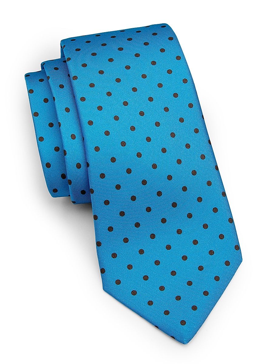Men's Polka Dot Silk Tie - Blue