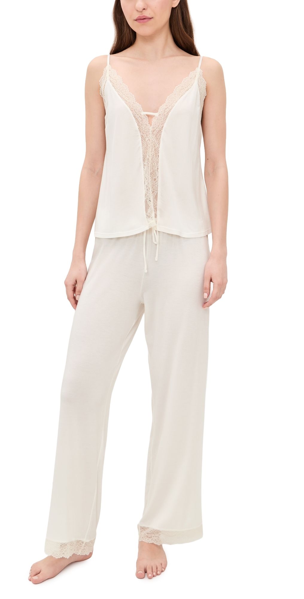 Eberjey Lara Cami Pants Pajama Set Ivory XS