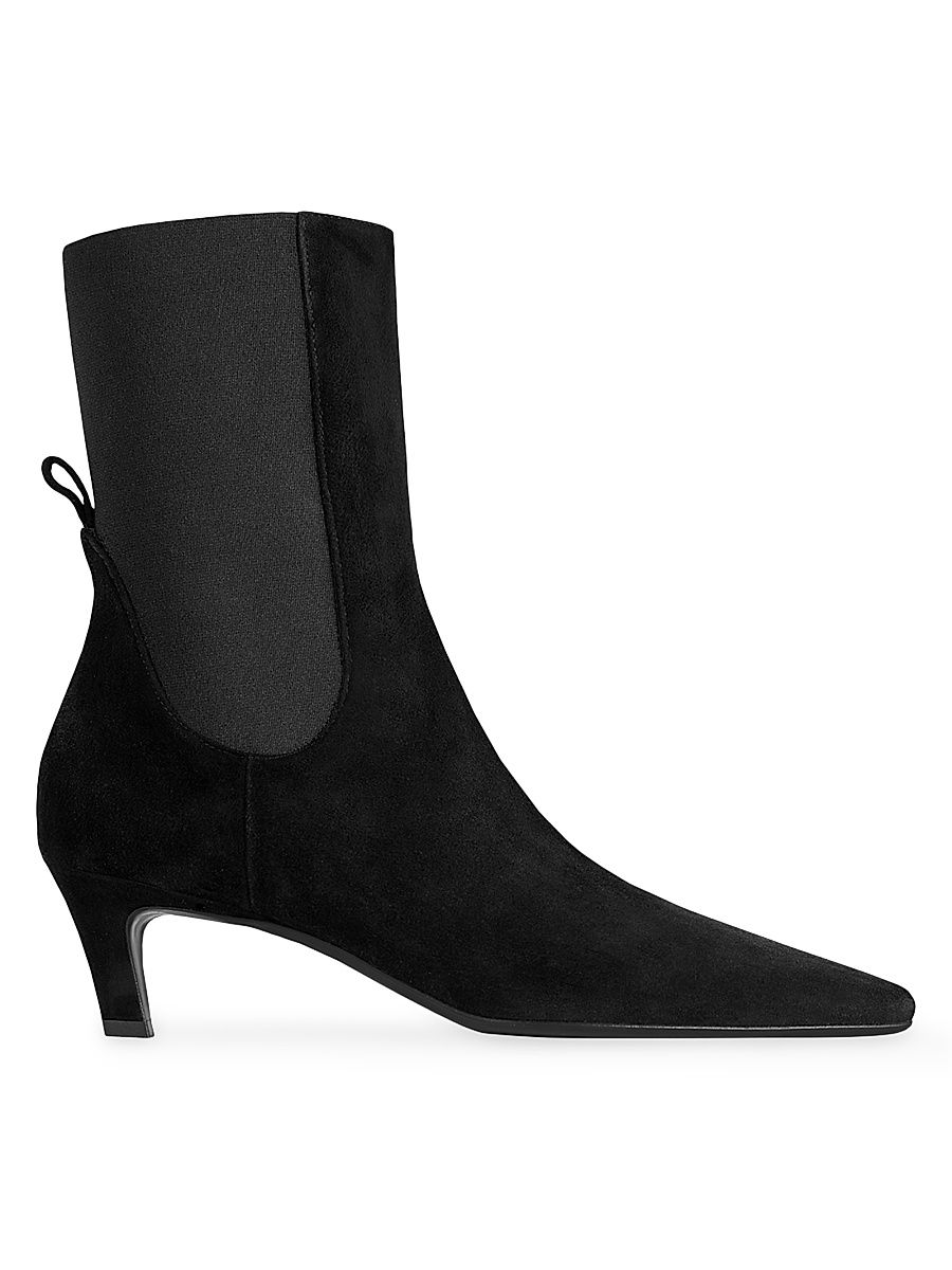 Women's 50MM Suede Kitten-Heel Boots - Black - Size 10