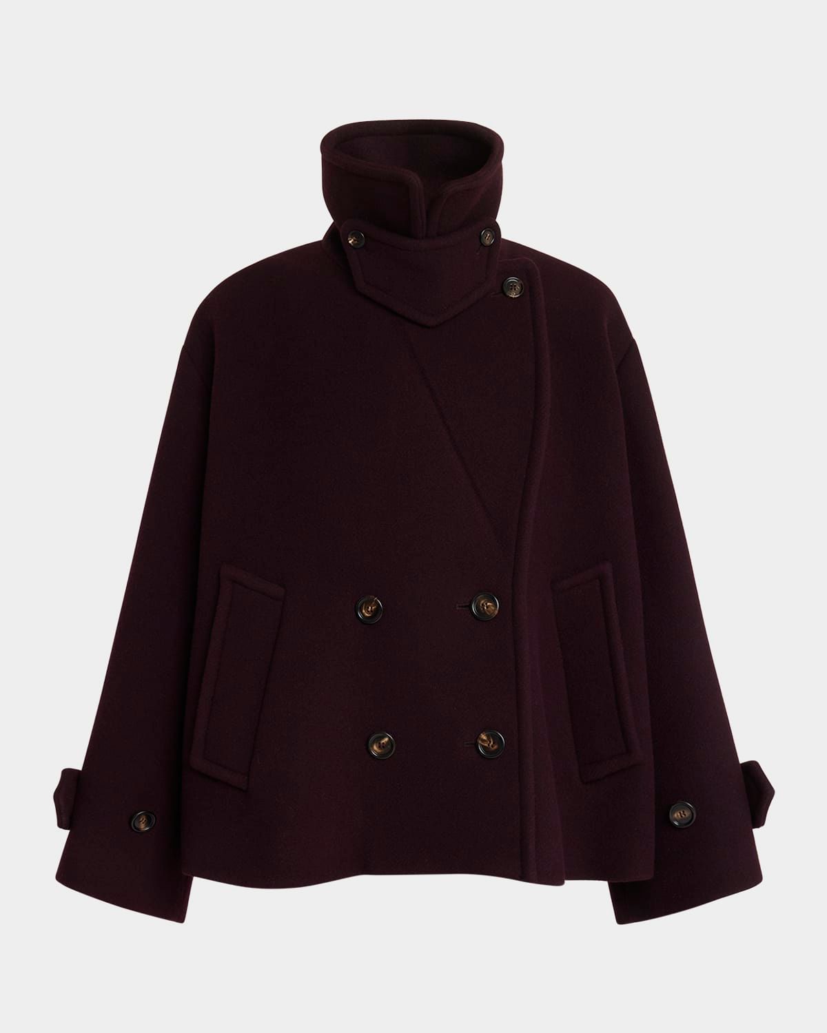 Wool Double-Breasted Oversized Pea Coat