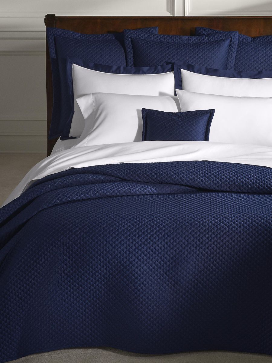 Ralph Lauren Argyle Sateen Quilt - Polo Navy - Size Queen