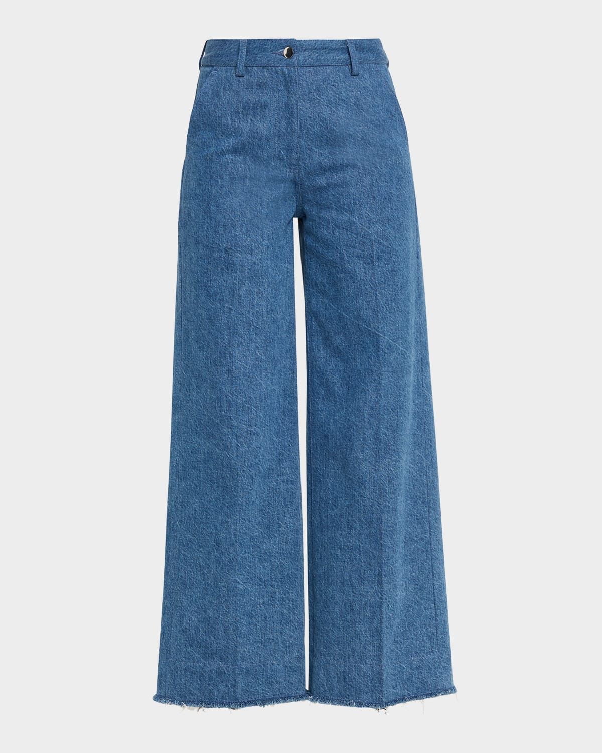 Cropped Wide-Leg Denim Jeans
