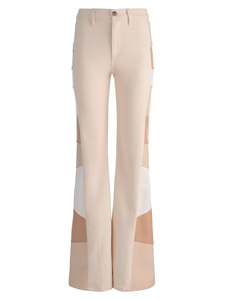 Women's Beautiful Faux-Leather High-Rise Patchwork Jeans - Off White Multi - Size 25