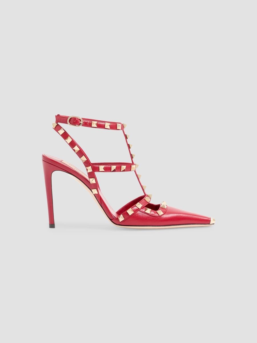 Valentino Women's Rockstud Kidskin 100MM Pumps - Red - Size 9.5