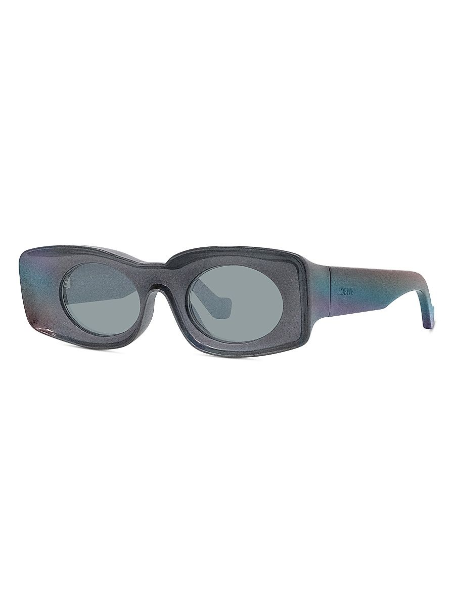 Women's LOEWE x Paula's Ibiza 49MM Oval Sunglasses - Black Sparkle Blue Mirror