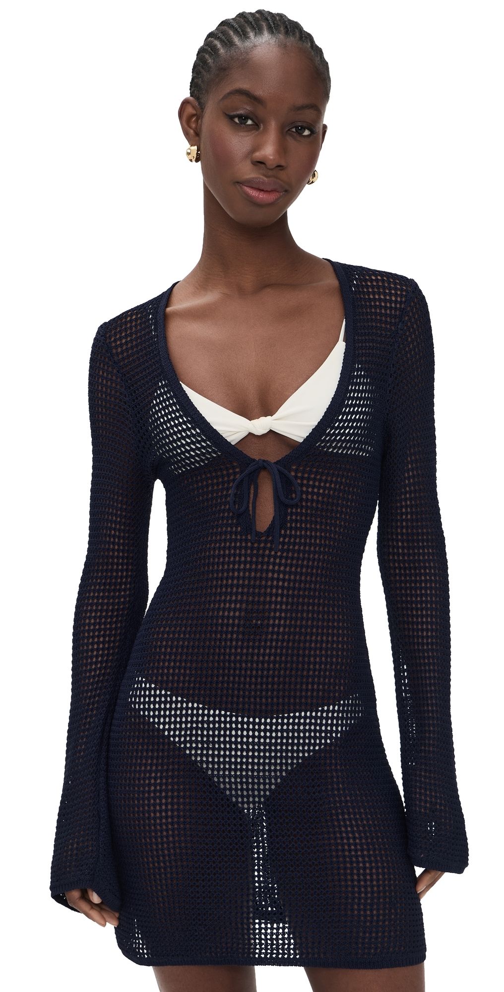 Good American Crochet Mini Dress Horizon Ink L